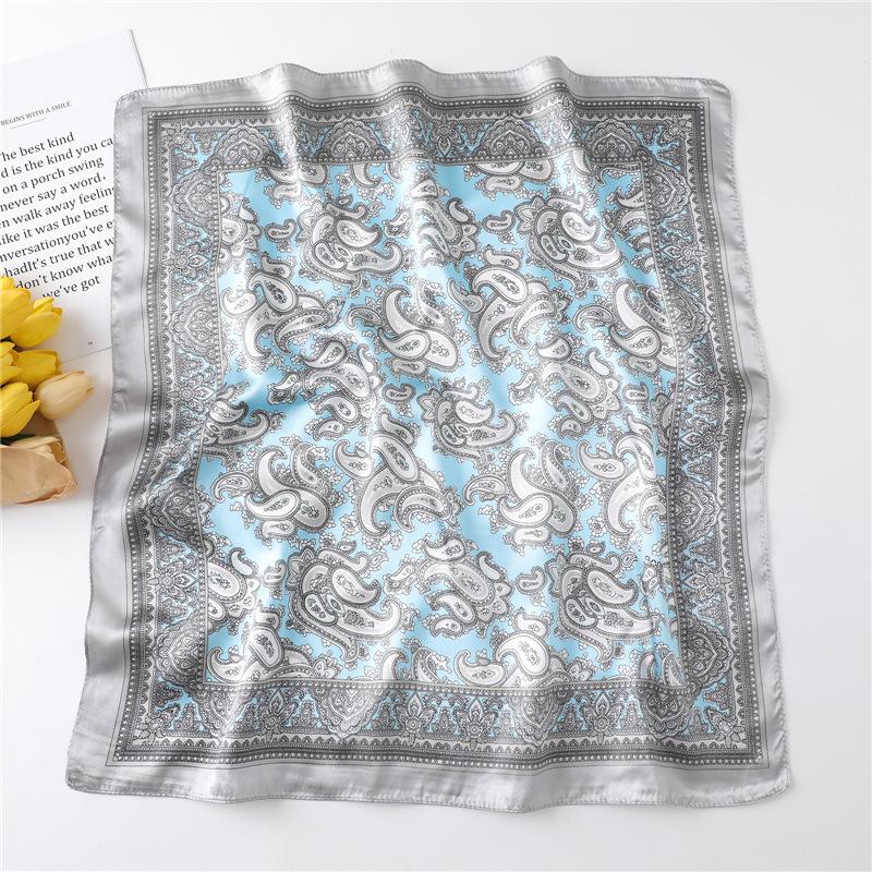 Luxury Silk Scarfs Square Scarf Retro Cashew Flower Kerchief Scarves Bandanna Wraps Scarf Decoration Shawl 60X60CM