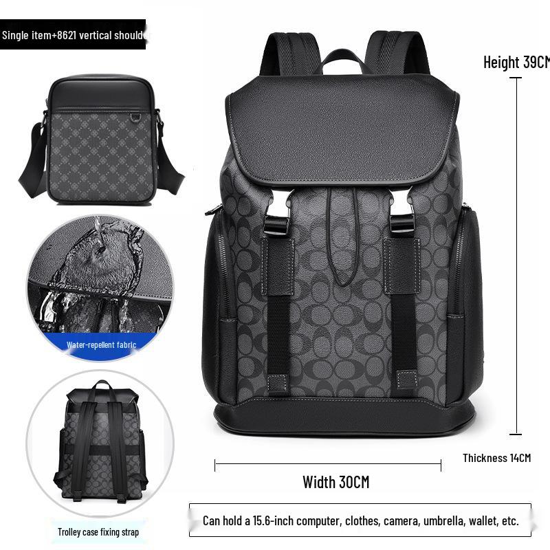 Men's Trendy High-End Business Laptop Backpack - Large Capacity Travel & Schoolbag with Old Flower Design