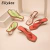 Fashion Eilyken Square Head Pinch Slippers Crystal Transparent Ball Low Heel Clear Women Flip Flops Slides Fashion Design Green Size 43
