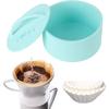 Coffee Filter Holder Reusable Coffee Filter Storage Container with Lid Coffee Basket Used for Family Coffee Counter (Mint Green)