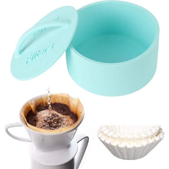 Coffee Filter Holder Reusable Coffee Filter Storage Container with Lid Coffee Basket Used for Family Coffee Counter (Mint Green)