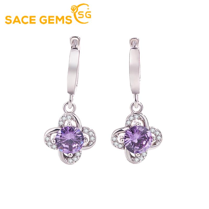 

SACE GEMS классические серьги из медного сплава с цирконом для женщин, подарки на свадьбу фиолетовый