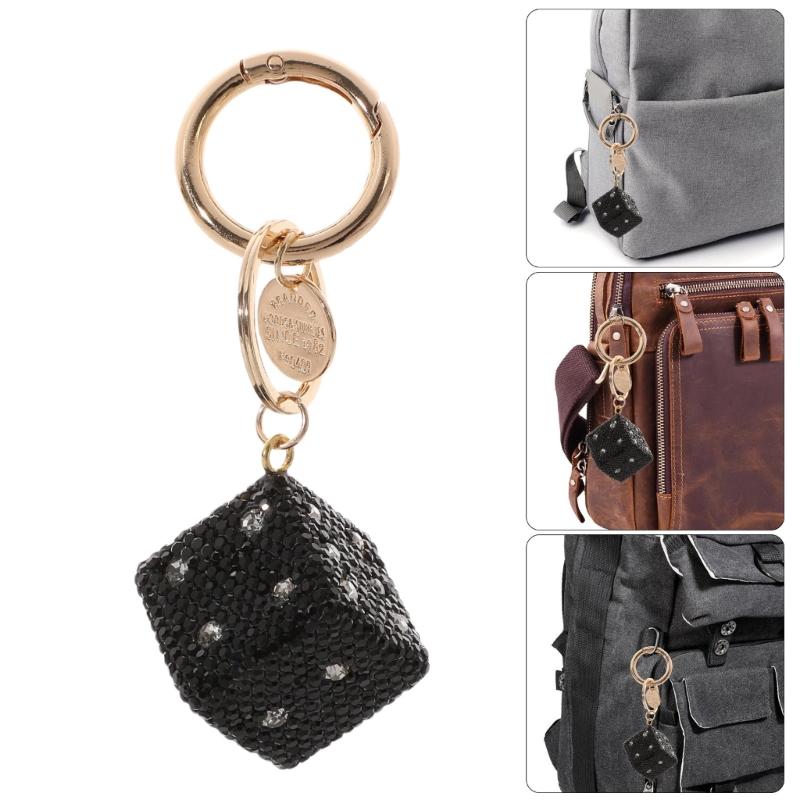 Snygg Modern LegeringsTärningar Nyckelring Hänge Med Glittrande Strass Accent Passar För Dem Som Uppskattar Unik Stil