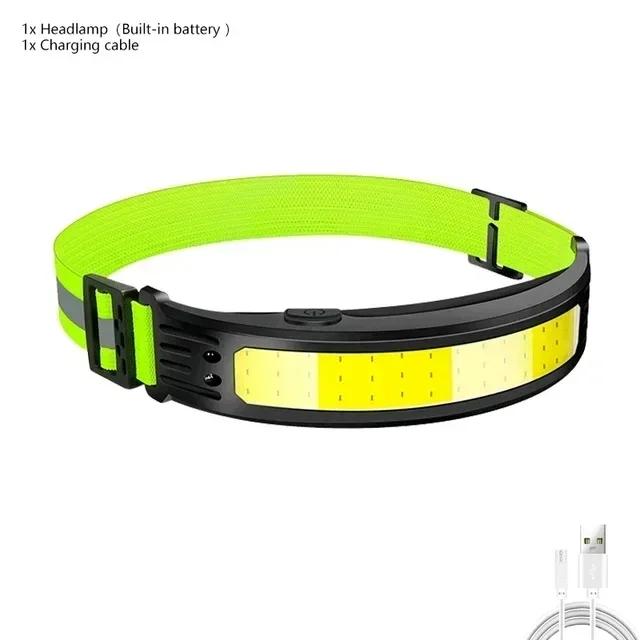 Induction LED COB Headlamp USB Rechargeable Waterproof Search Light Head Flashlight 6 Lighting Modes for Camping Fishing Hiking