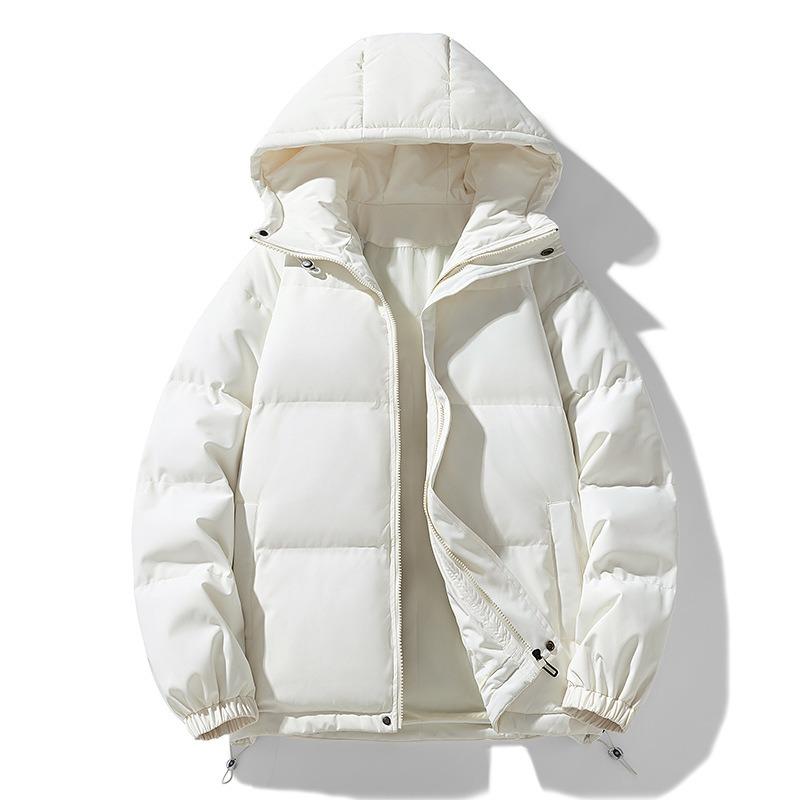 Padded clothes for men and women in winter loose hooded padded jacket thickened couple solid color padded clothes