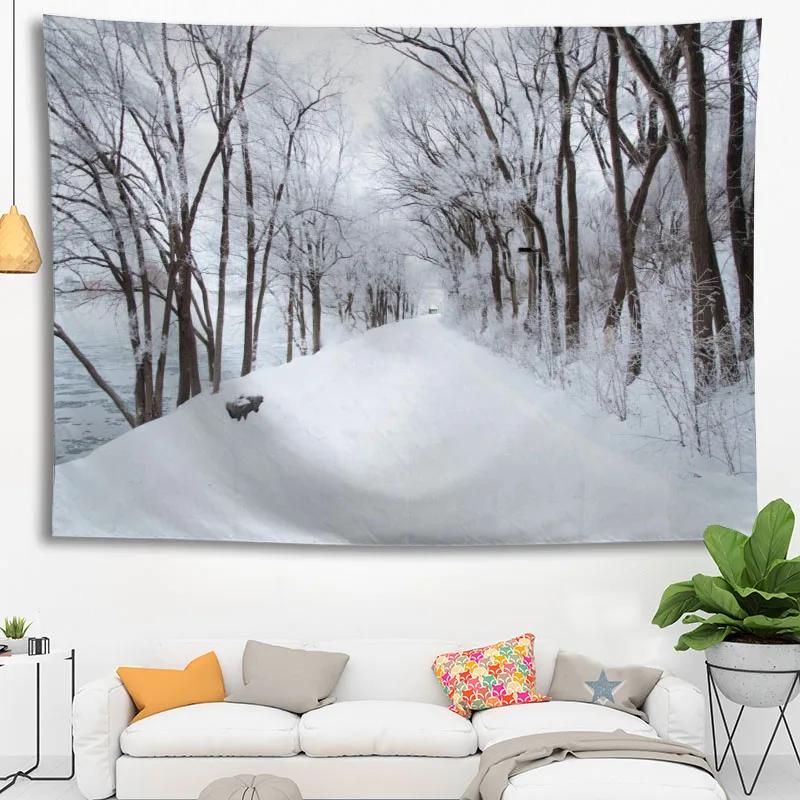 Hot Sale Custom High Quality Snow Wall Hanging Hd Landscape 3D Printing Digital Printing Home Decoration Tapestry