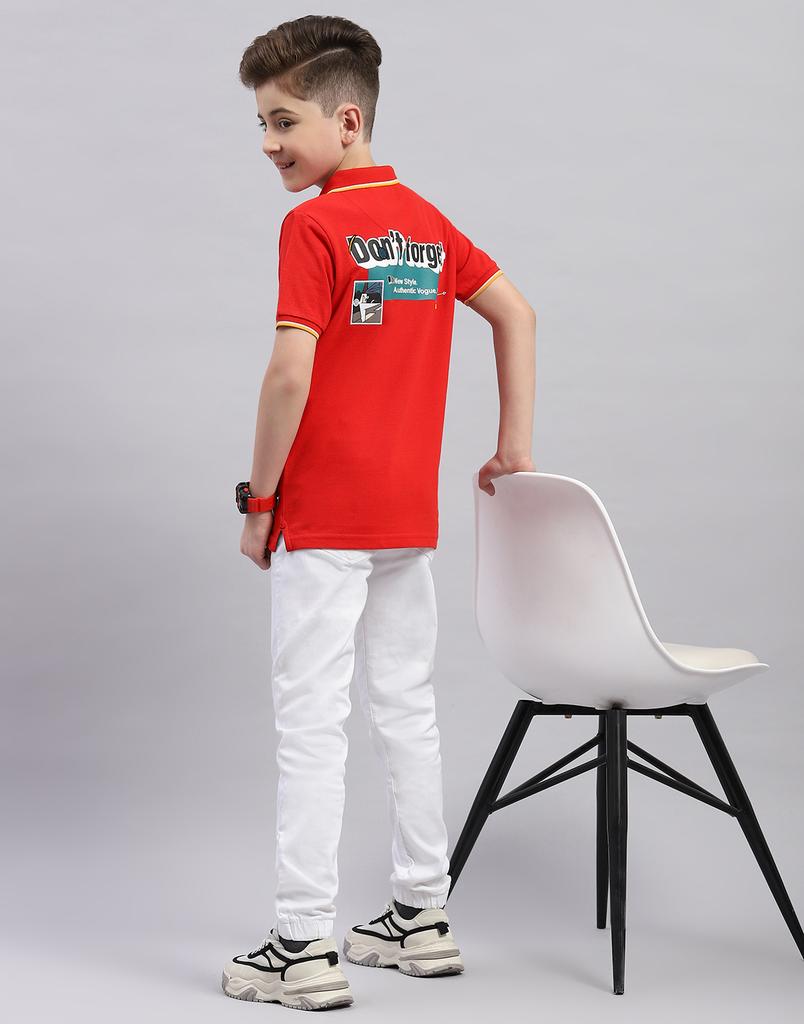 Monte Carlo Boys Printed Collar Neck Pure Cotton T-Shirt