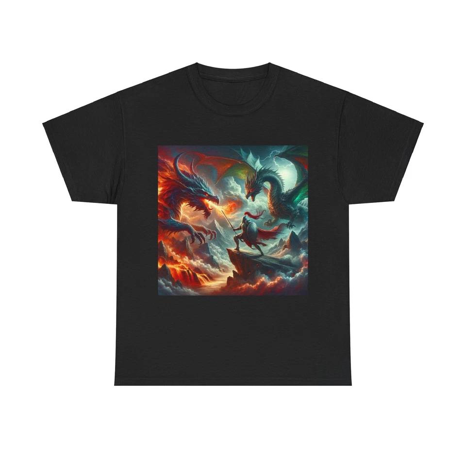 Unisex Adult T Shirt Epic Battle Dragon Knight Art 2XL