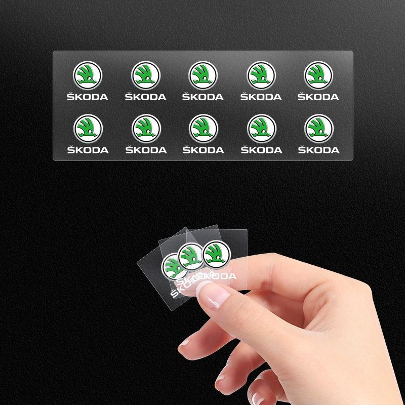 2/5/10Pcs Car Logo Sticker Central Control Decals Car Accessories For Skoda Octavia Superb Rapid Kodiaq Karoq Fabia Kamiq Roomster Citigo