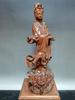 China Antique Decor Wooden Kwan Yin Statue Carved Boxwood Figures Sculpture Art