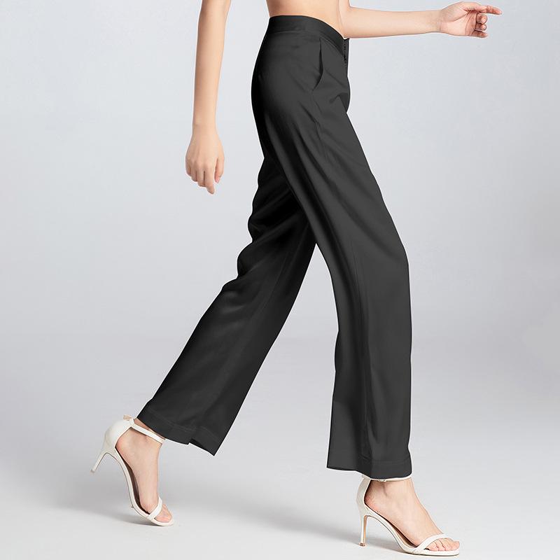 2025 Women's Mulberry Silk Wide-Leg Pants: Loose, White, Straight, Large Size, Casual Spring/Summer Wear