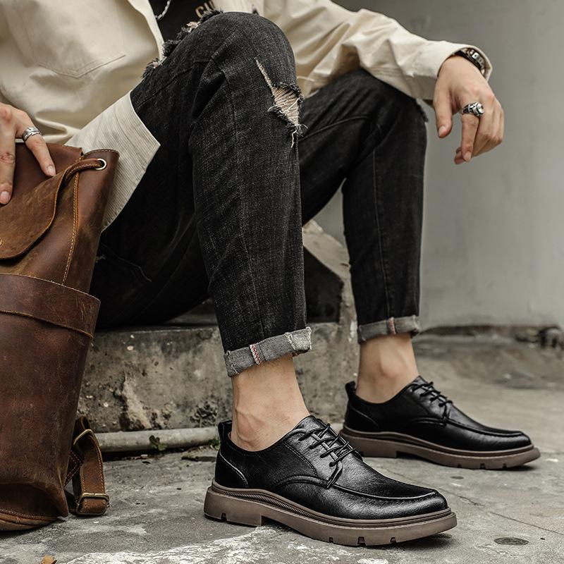 Casual Leather Shoes Men's Autumn Business Tooling Trendy Shoes Brock Martin Men's Shoes British Style Versatile Low-top Board Shoes