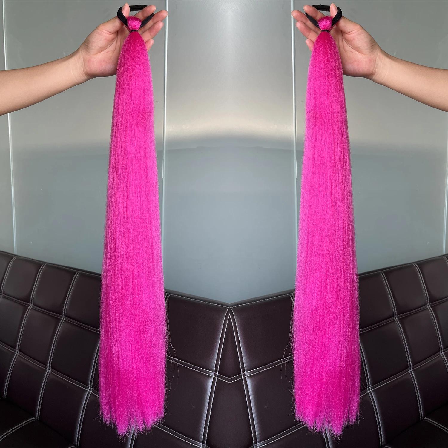 

1Pcs Purple Synthetic Ponytail Extension Long Straight Hair Rubber Band Women Halloween Hair Accessories