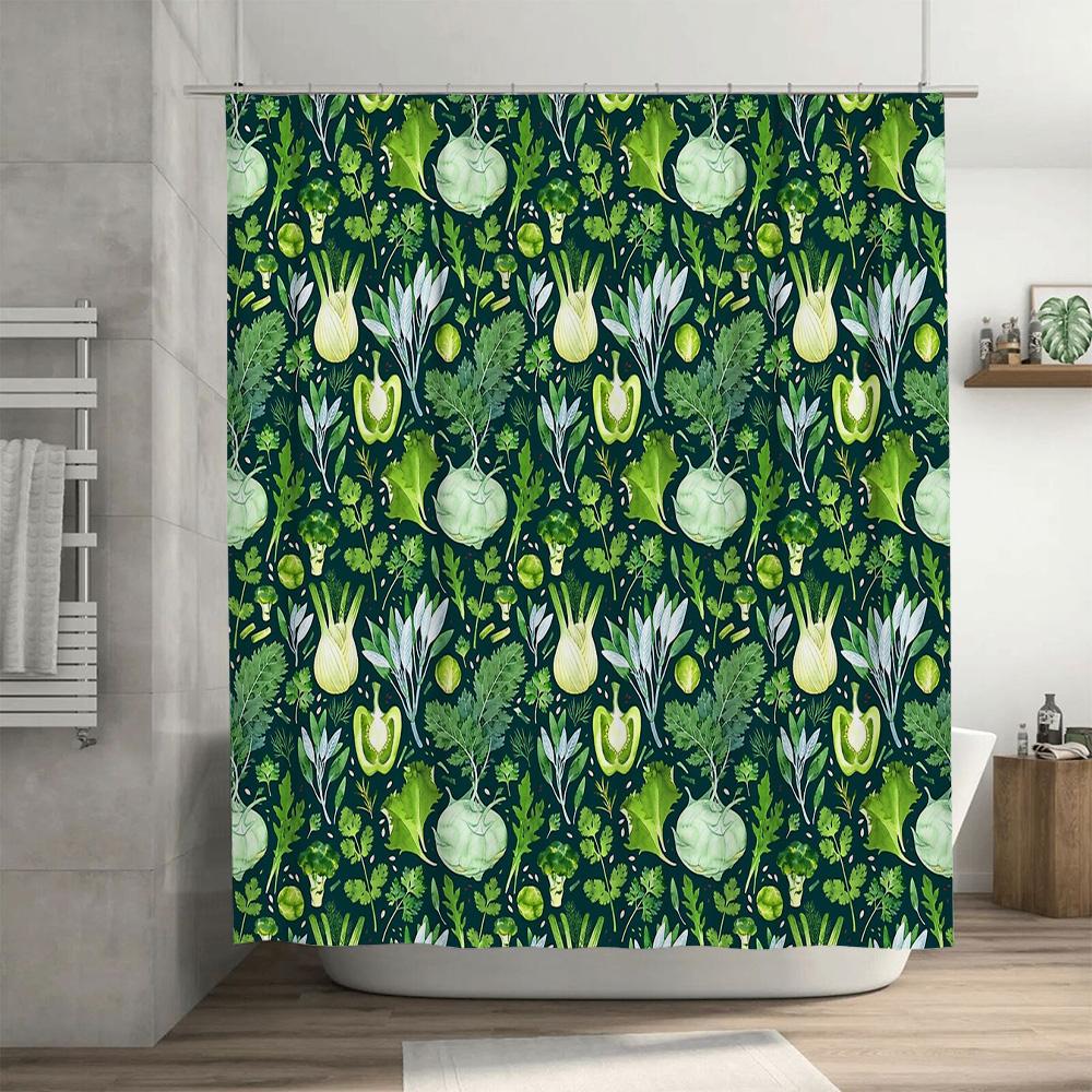 Botanical Shower Curtain Farmhouse Greenery Leaf Pattern Nature Decor Bathroom Fabric Waterproof Vintage Style Modern Home Texti