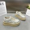 European Station Muffin Sole Little White Shoes Women's Autumn 2024 New Breathable Fashion Versatile Small Height-increasing Board Shoes