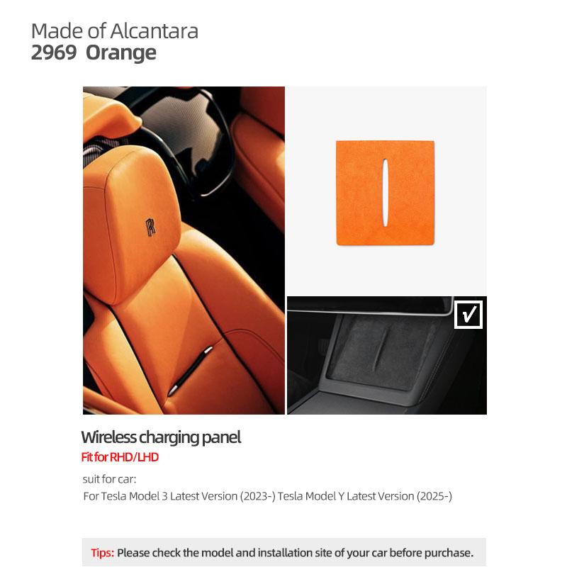 For Tesla 2018- Model 3 Highland Y Juniper Made of Alcantara Wireless Charge Panel Trim Sticker Cup Mat Car Interior Accessories
