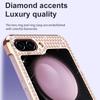 For Samsung Galaxy Z Flip7 FE 5G/Flip6 5G Case Rhinestone Decoration Electroplating PU Leather+PC Phone Cover