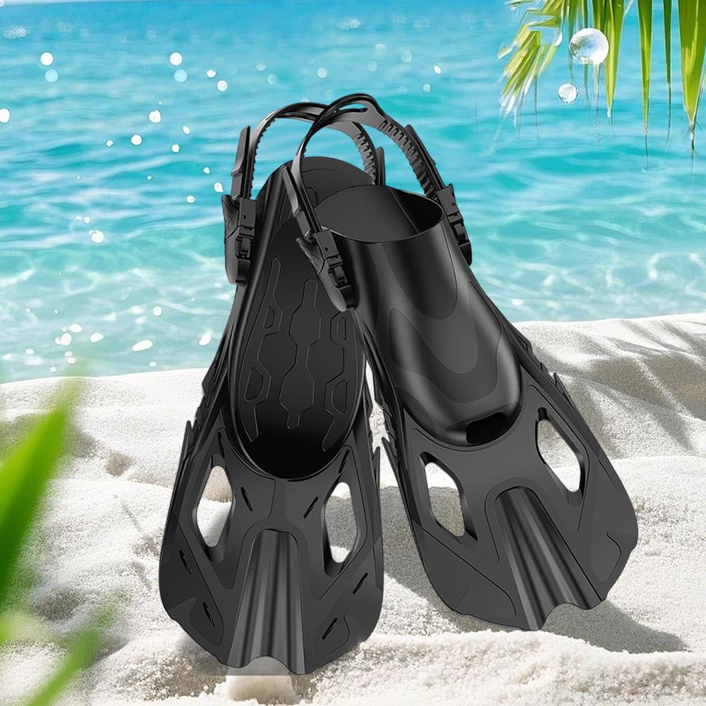 Snorkel Fins Swimming Flippers Adjustable Buckles Travel Size Swim Fins Open Heel Non Slip for Snorkeling Diving Swimming