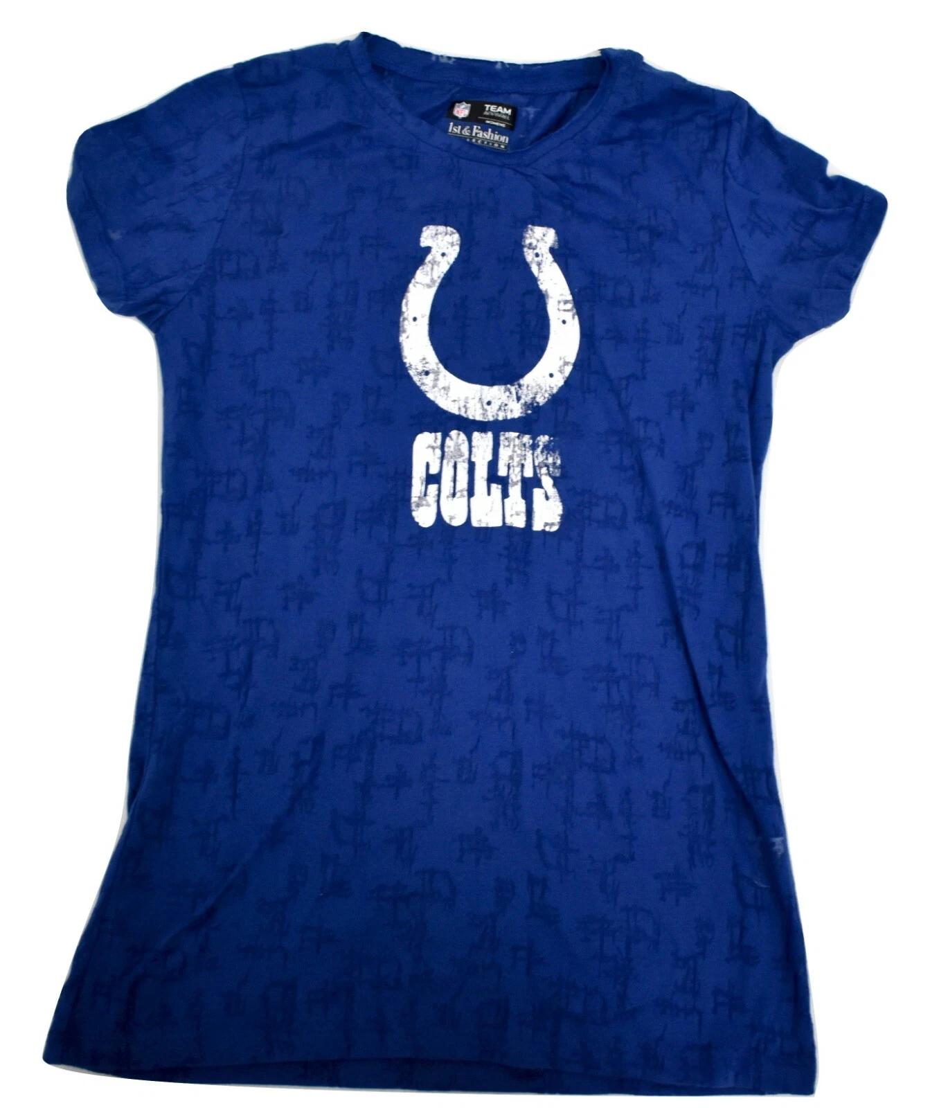 1st & Fashion NFL Juniors Indianapolis Colts Burnout Football Shirt New Large S