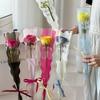 50 Pezzi Busta per Confezionamento Bouquet Singolo di Rose, Busta in Cellophane Busta Avvolgente San Valentino Festa della Mamma Borse Regalo per Fiori Singoli