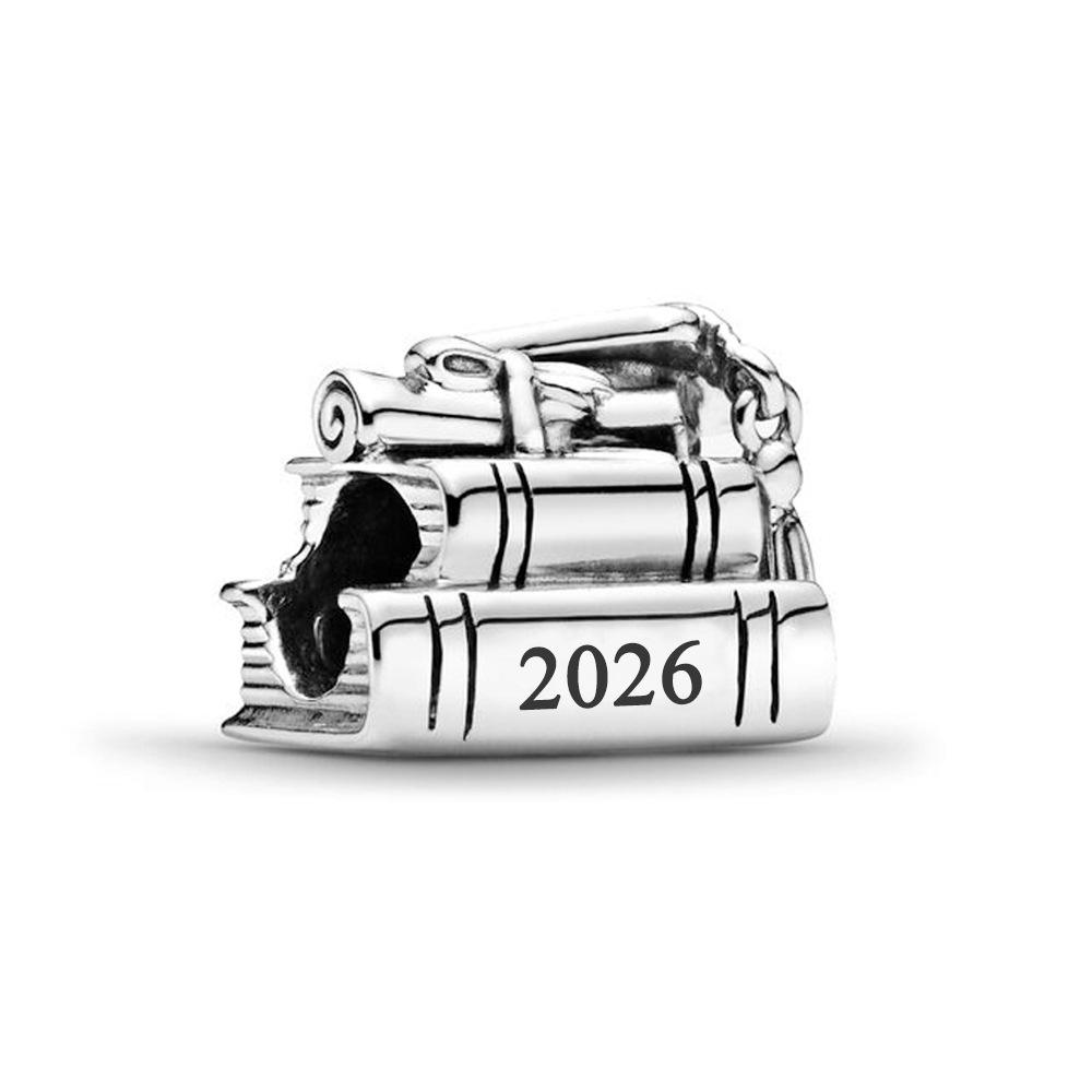 S925 Silver Graduation Cap Scroll Book Beaded Bracelet DIY Jewelry Accessory Kit