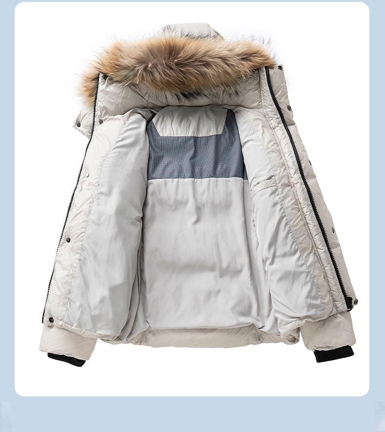 2025 Wintermode: Dicke Daunenjacke mit großem Pelzkragen, 90 % weiße Entendaune, Vielseitig & Warm, Kältebeständige Oberbekleidung