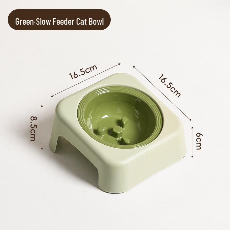 Slanted Double Cat Bowl - Anti-tip, Stainless Steel, Detachable, Washable, Anti-black Chin Cat Food and Water Bowl.