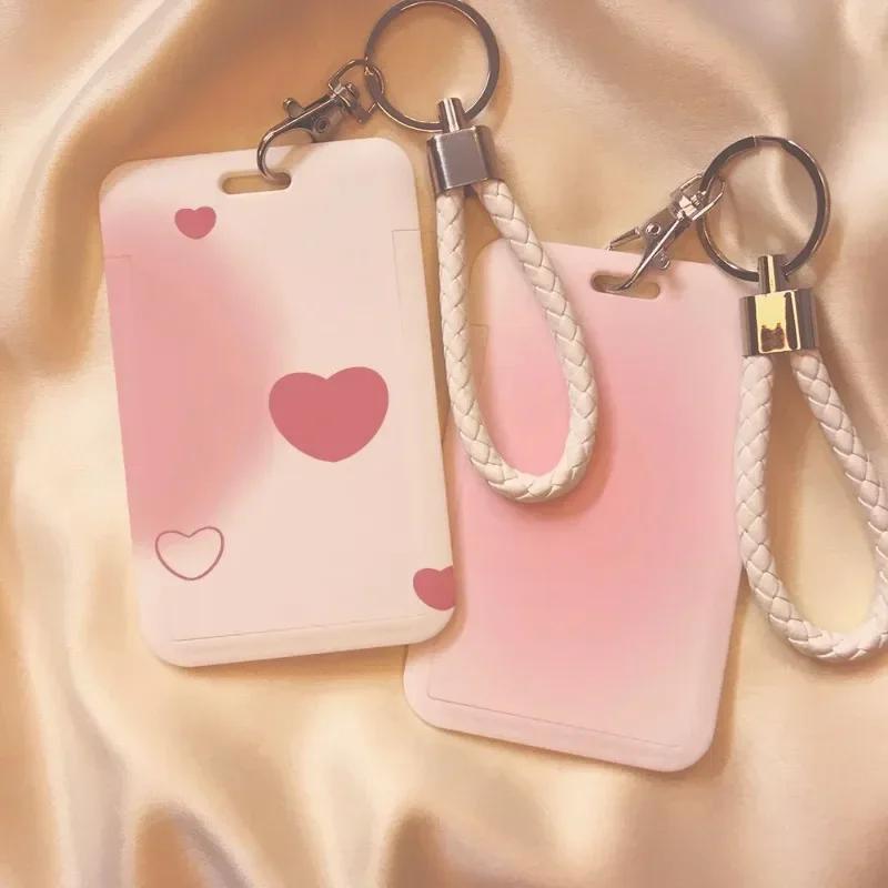 1Pcs Cute Love Style Work Card Holder ID Name Tag Students Bus Pass Access Card Cover Case Badge Holder Bank ID Holders Case