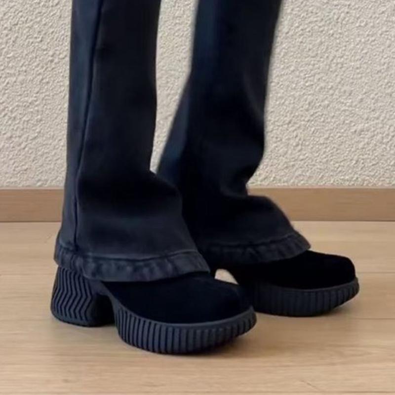 

Женские Туфли на Платформе и Высоком Каблуке Элегантные Массивные Лоферы Обувь Женская 2026 Зима Замшевые Туфли-лодочки Мелкие Повседневные Спортивные 35 чёрный