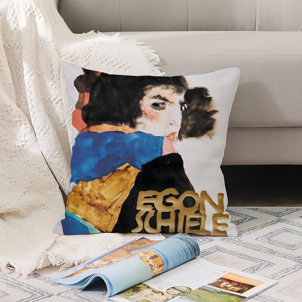 Austrian Painter E-Egon S-Schiele Pillow Case Office Cushions Suitable For Sofa Car Bedroom Decorative Cushion Cover