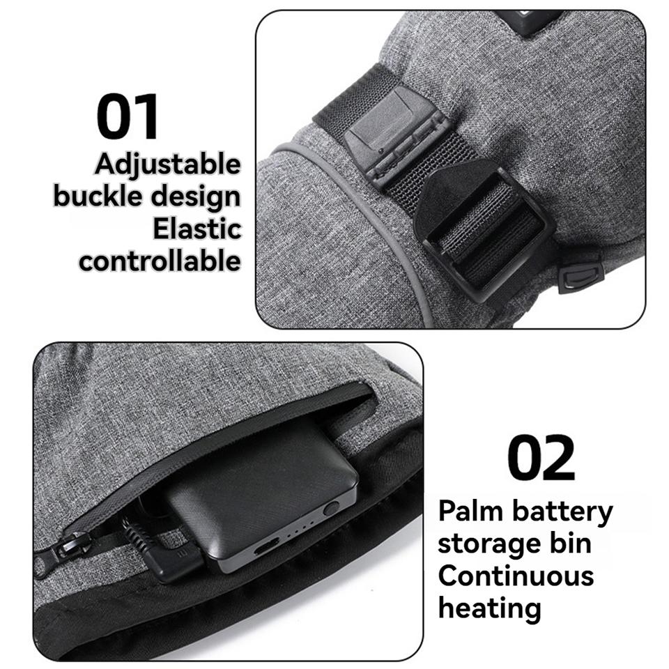 Getinfit Cycling Gloves Cold Proof Waterproof Anti Slip Three Adjustable Warm Levels for Outdoor Skiing Sports