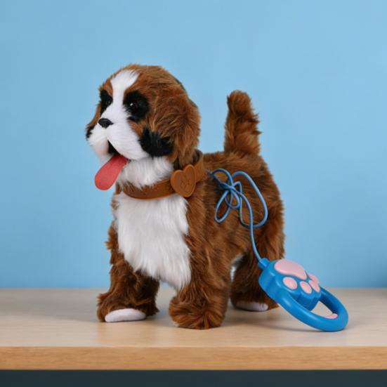 Elektrická plyšová hračka pro mazlíčky s pohybem olizování jazyka Životaschopné zvuky Interaktivní chodící plyšový pes kočka s vodítkem Vzdělávací simulační plyšák