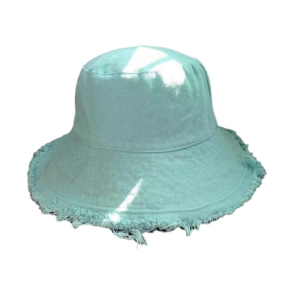 

Простая рыбацкая шляпа с необработанным краем Складная кепка для защиты от солнца Шляпа с потертыми полями Тонкая шляпа-ведро Спорт зелёный