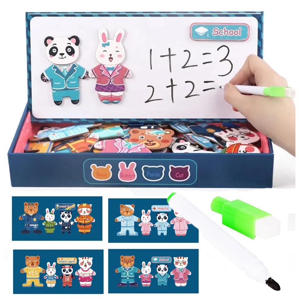 [PACZA][1] Magnetic Puzzle Dress Up Teddy Bear 49 Puzzles Z545