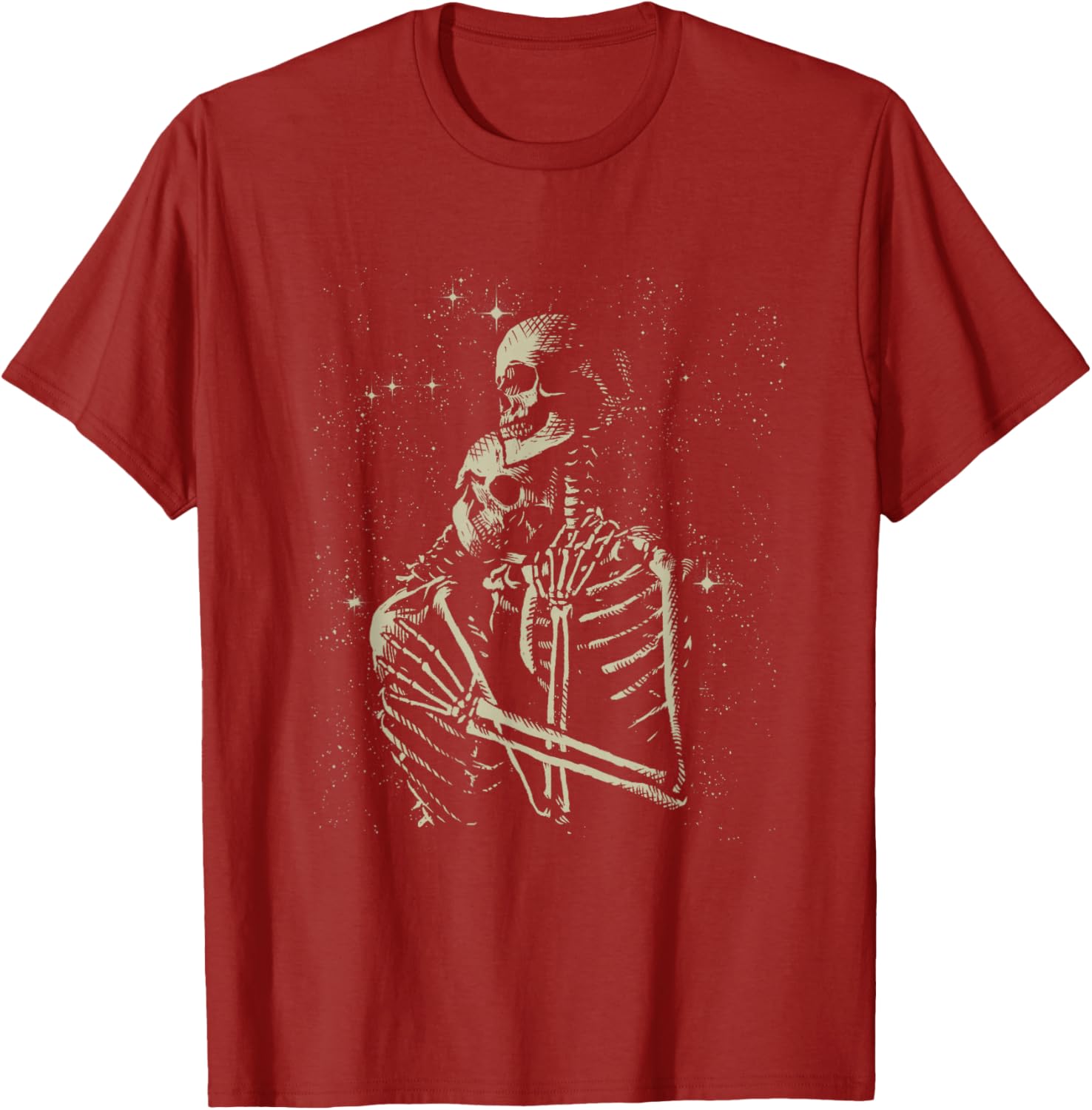 

Skeleton Lovers Embrace Gothic Graphic Tee Cotton Short Sleeve Round Neck Casual T-Shirt S