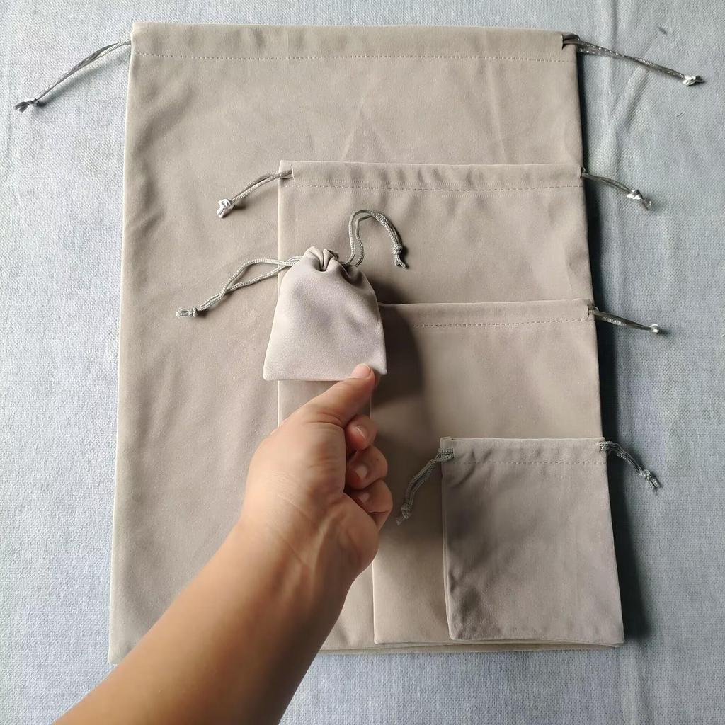 30x40CM Grauer Samt Kordelzug Staubdichter Aufbewahrungsbeutel - Anpassbarer Glücksbeutel