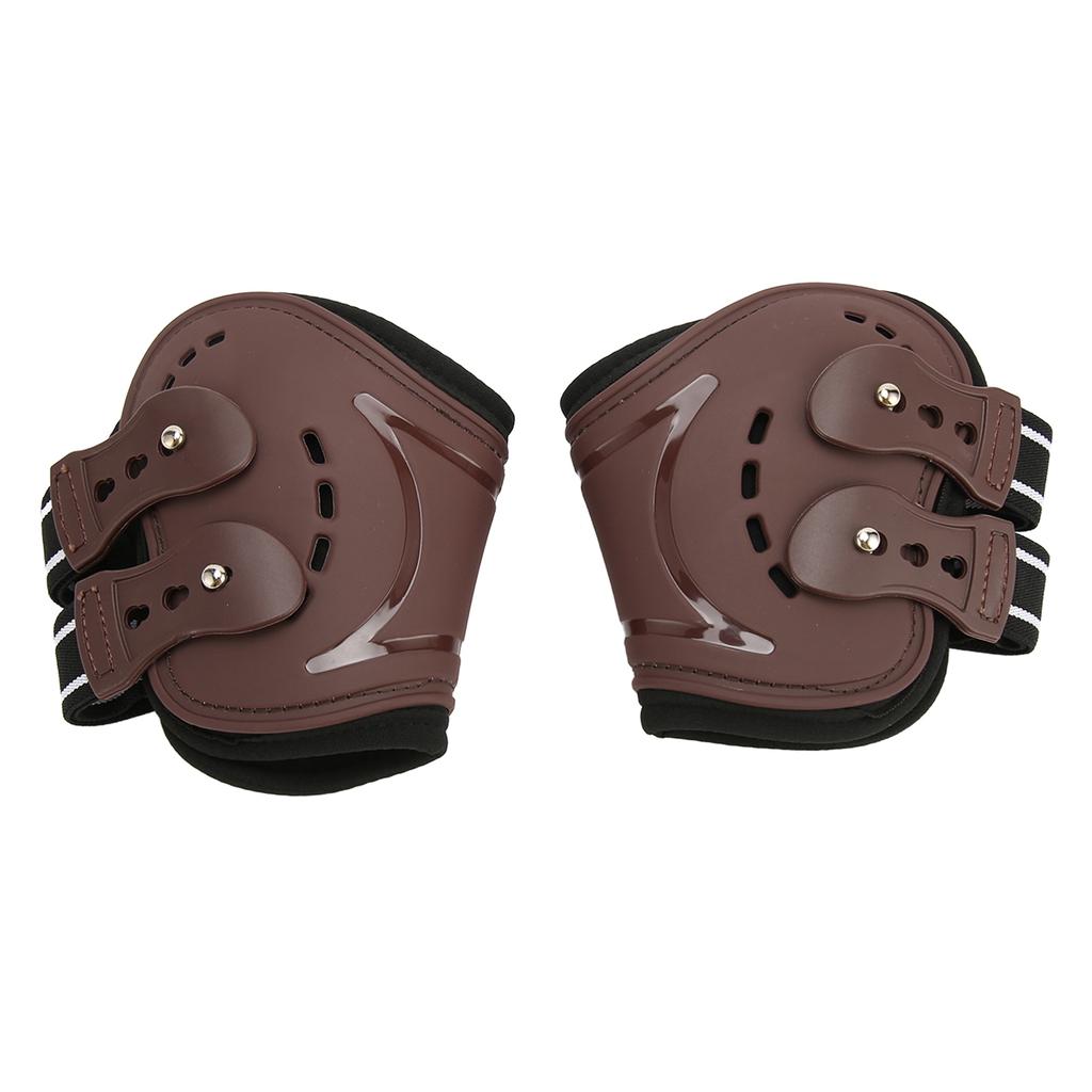 Horse Fetlock Boots Breathable Impact Absorbing Air Perforated Horse Hind Legs Boots for Fetlock Injury Protection Brown