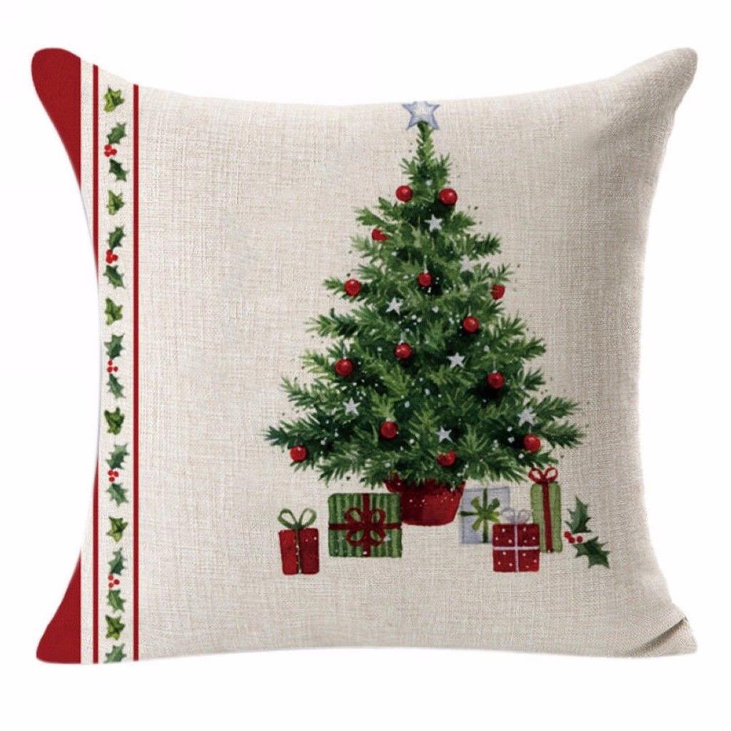 Christmas Decoration Cushion Cover Cartoon Elk Santa Cushion Cover Christmas Pillow Case Linen Decoration Pillow Home Decoration