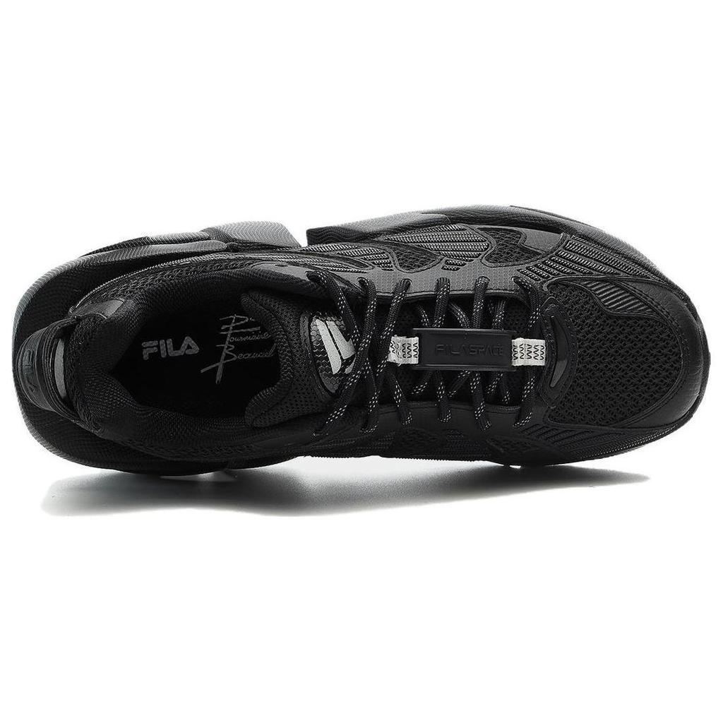 Fila Space Fabric Synthetic Leather Casual Versatile Thick Sole Shock Absorbing Wear Resistant Breathable Low Top Dad Shoes Men Sneaker F12M324103FBK