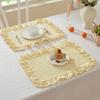 French Design Cloth Placemat Ruffle Edges Gingham Plaids Washable Table Mat For Banquets Wedding Parties Home Decors