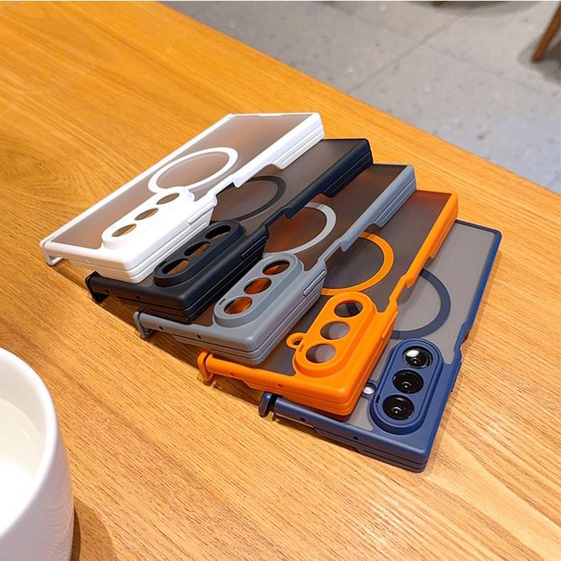 Samsung Z Fold 7 Magnetic Charging Case, Double-Axis Hinge, Matte Finish, Full Coverage Protective Skin.