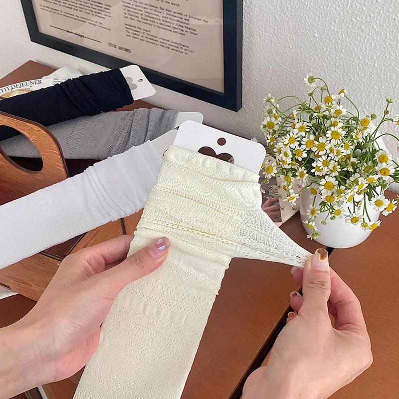 Lolita Long Socks Women Stockings Jk Sweet Girls Stocking Solid Color Lace Hollow Pile Socks Stockings Female Spring Summer