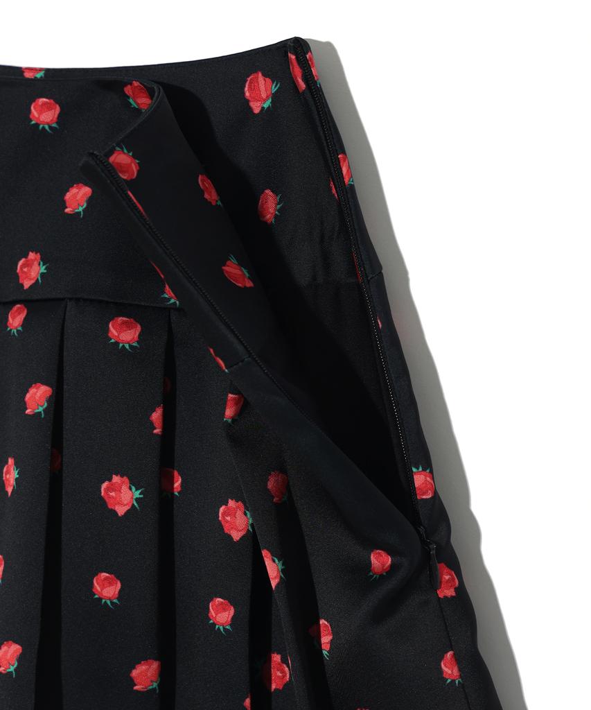 Yuhee Flower Pleats Lace Skirt Black