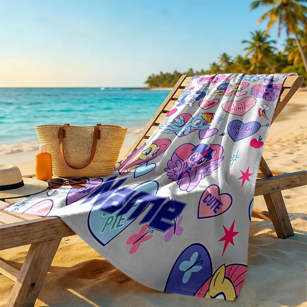 Little Pony Customize Your Name Beach Towel Super Soft & Absorbent Portable for SwimmingBeachCamping Travel Beach AccessoriesGym