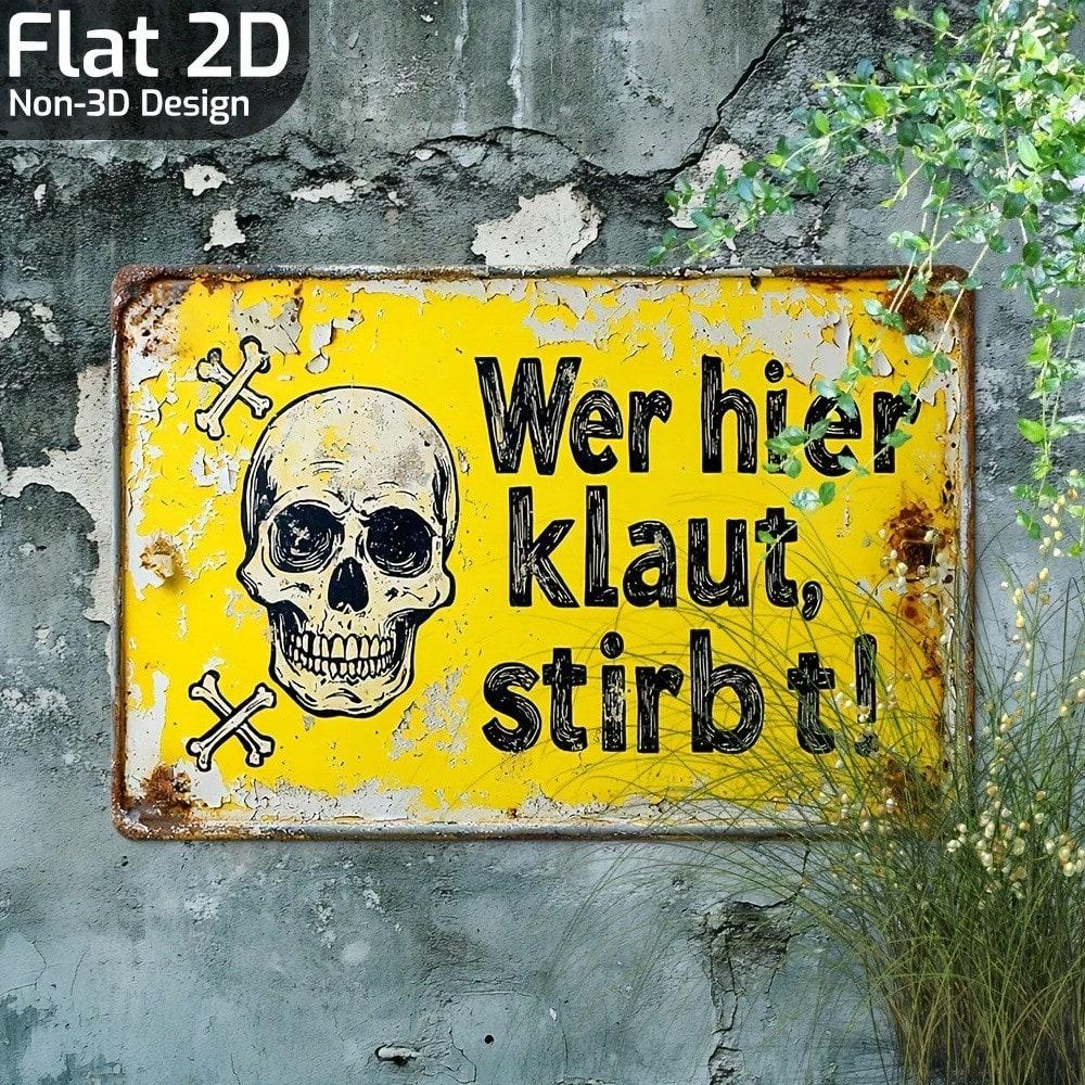 Vintage Metal Tin Sign Skull Crossbones Retro Wall Plaque Garage Bar Cafe Decoration 8x12 Inch