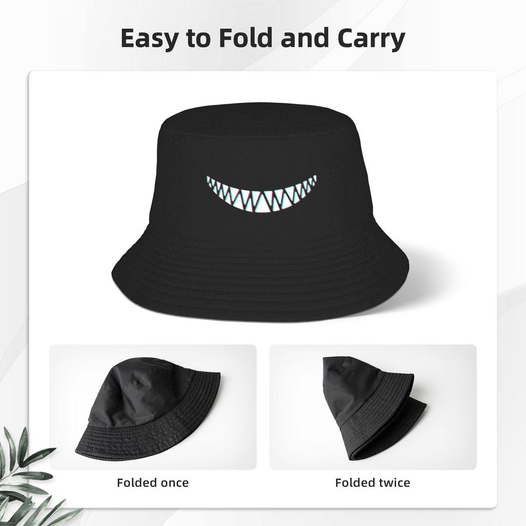 Beautiful Smile with Sharp Demon Teeth Bucket Hat Panama Bob Hats Outdoor For Summer Beach Fishing Unisex Fisherman Caps
