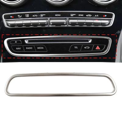 För Mercedes Benz C-klass W205 GLC X253 2015 2018 Bil Mittkonsol Media Radio CD Panel Knappram Dekorationsskydd Trim