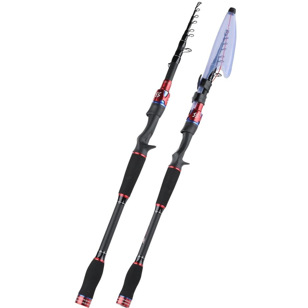 Baitcasting Fishing Rod 1.8m 2.1m 2.4m Travel Carbon Fiber Casting Fishing Pole for Bass Fishing