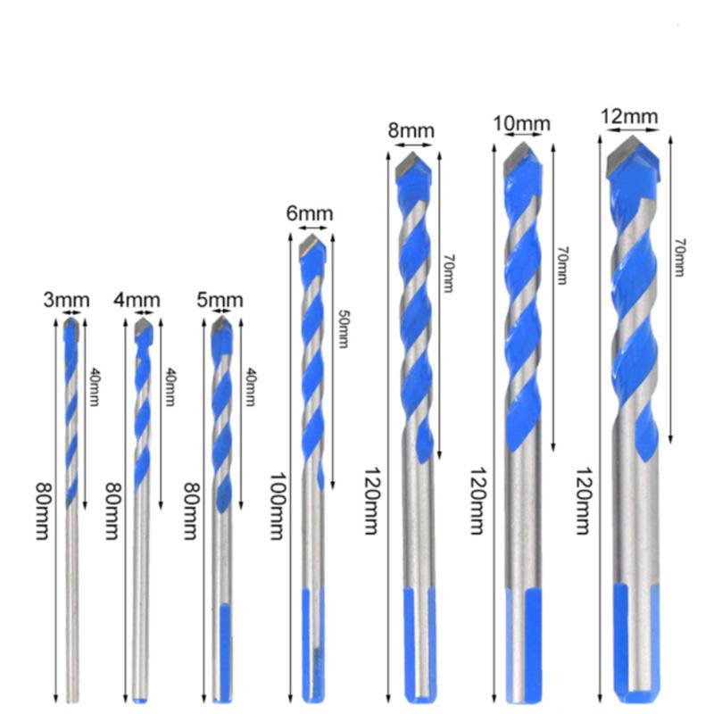 Carbide Multi-function Drill Bit 3 4 5 6 8 10 12mm Ceramic Tile Iron Sheet Glass Wall Tapper Triangle Drill Set