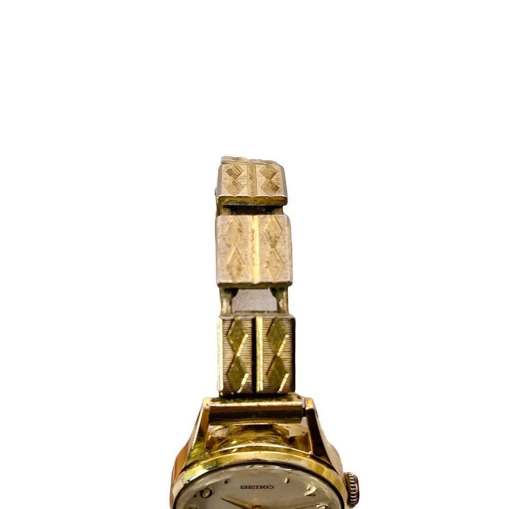 [USED] SEIKO Hand-Wound Round Rubber Strap Gold Women's Watch 1240